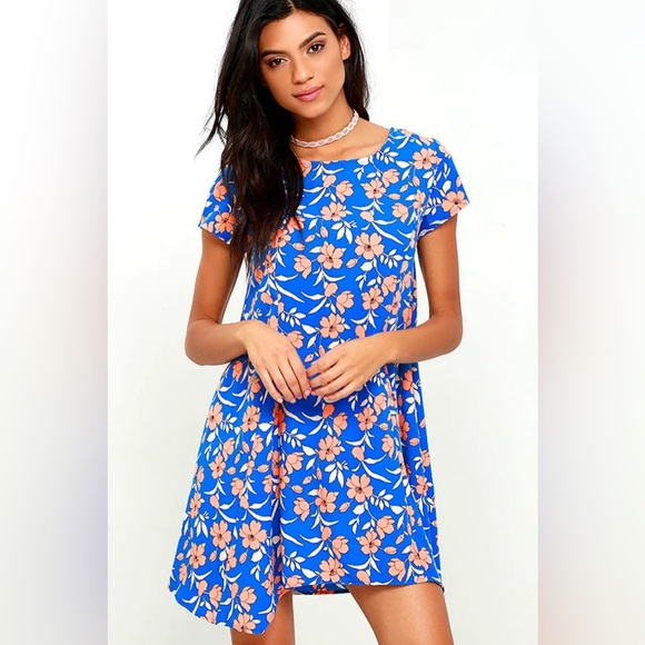 Lulus Dresses & Skirts - Lulu's Blue and Pink Floral Mini Dress